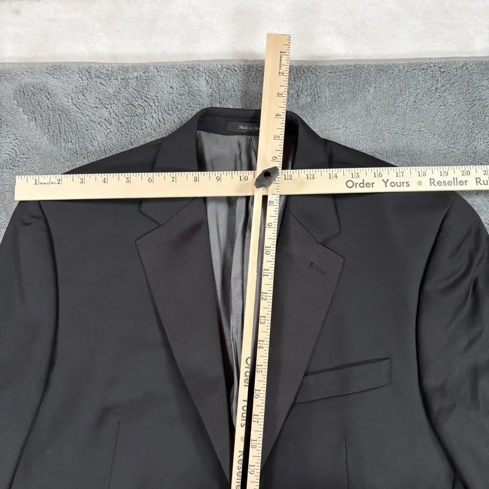 Calvin Klein Mens Tuxedo 43L Black 100% Wool Jacket Pants Two Piece Formal As-Is